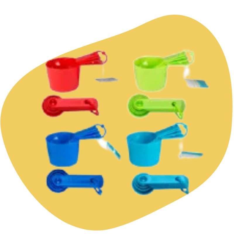 Bulk measuring cups spoons red green blue