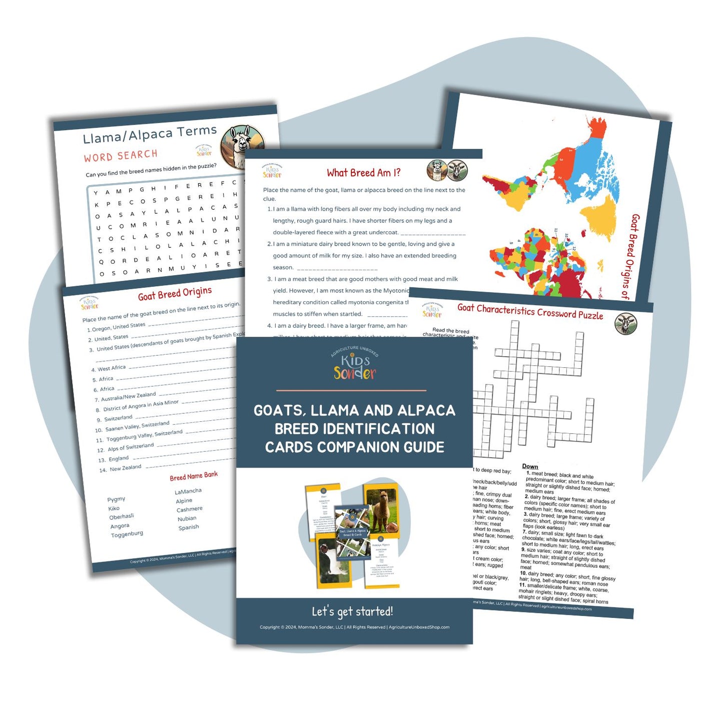 Goats llamas alpacas breed identification activity pages