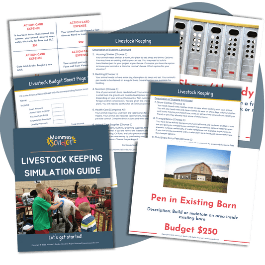 pages from hands-on livestock record keeping and care lesson for kids