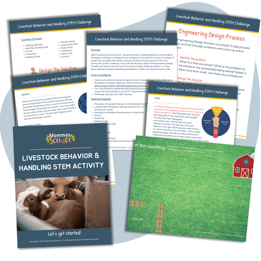 pages from livestock behavior and handling STEM activity for kids