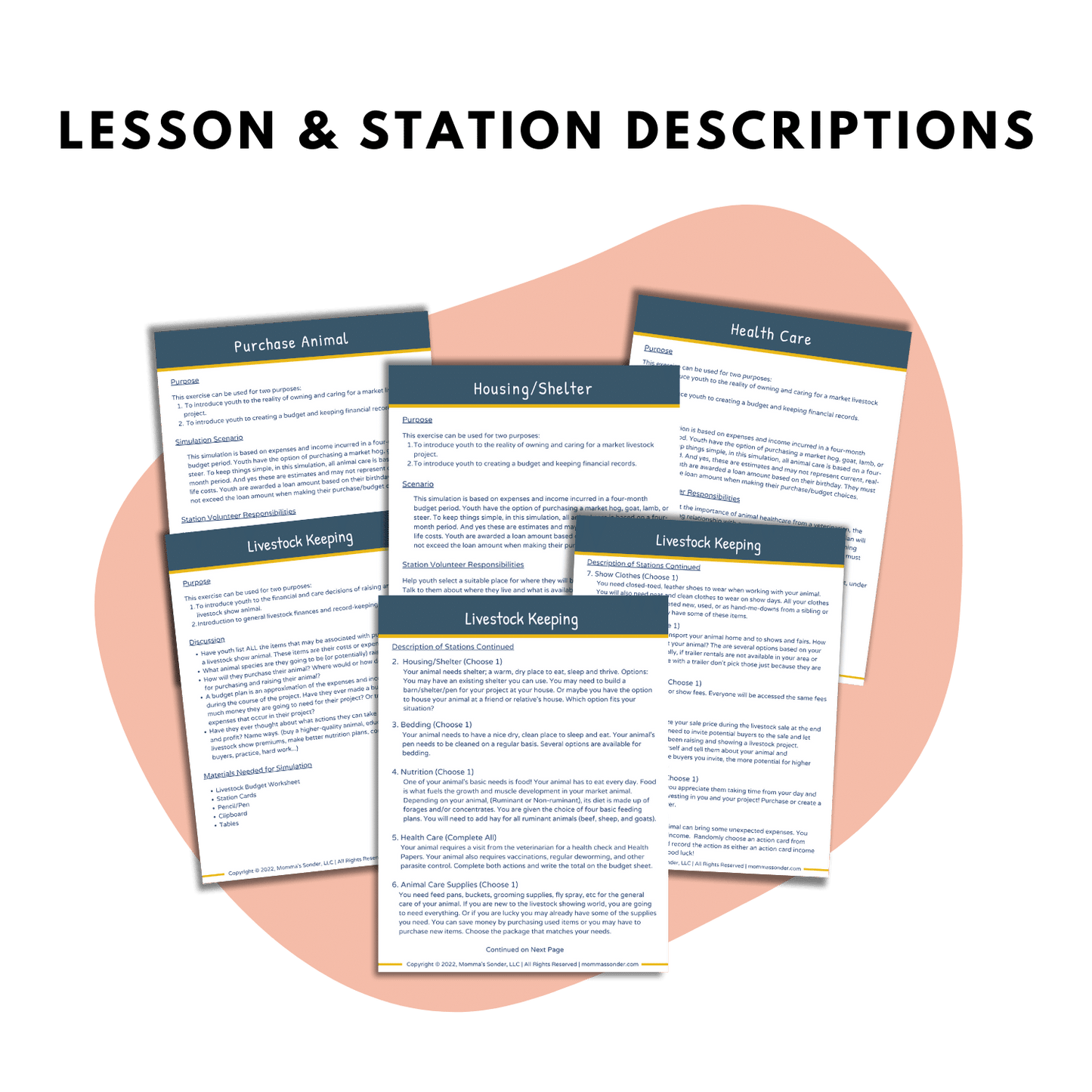 livestock record keeping and care lesson station description cards and lesson plan