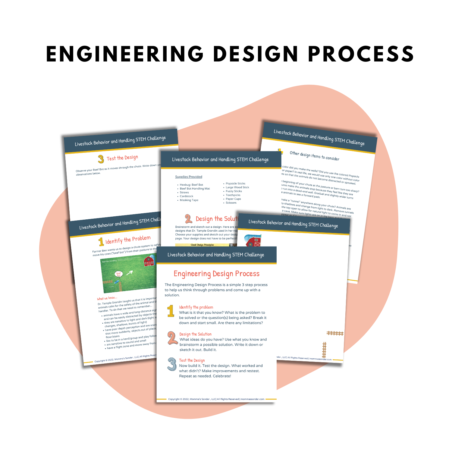 engineering design process pages from livestock handling and behavior STEM activity